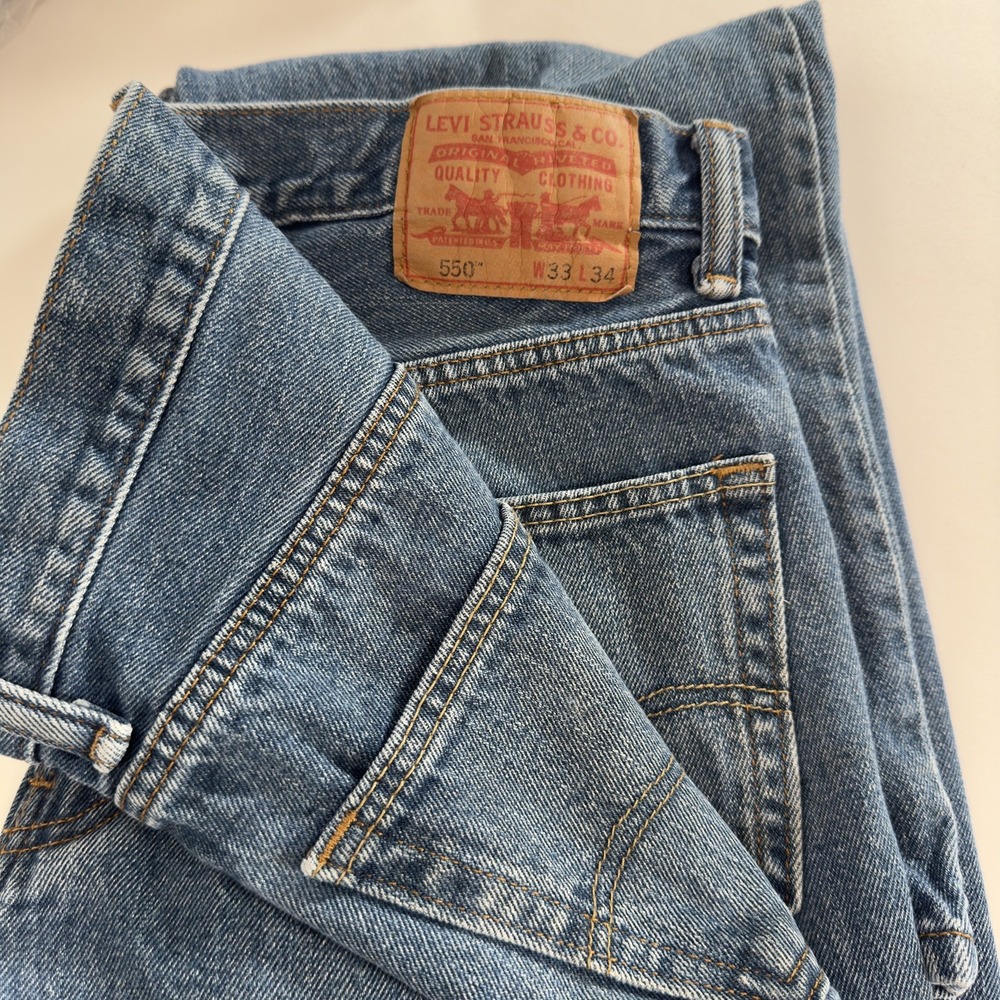 Levis 550 Jeans Mens 33x34 Y2K Blue Relaxed Fit 100% Cotton Made Lesotho